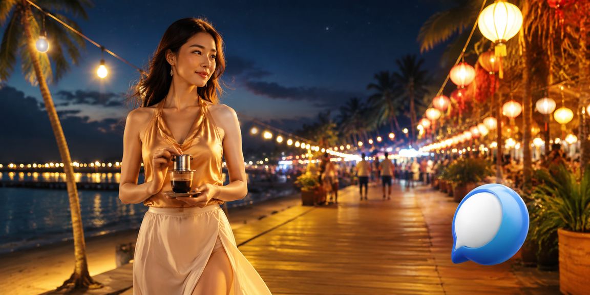 Khung cảnh nghỉ dưỡng thưởng thức cà phê tại Phú Quốc